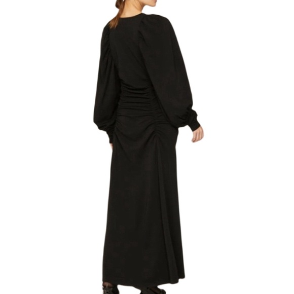 NWT By Malene Birger Cheyla Ruched Long Sleeve Black Maxi Dress - Sz XS - Picture 2 of 11